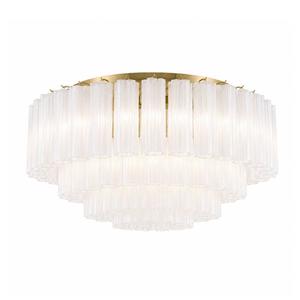Odelle Collection - Flush Mount Chandelier - White & Satin Brass - W:80cm