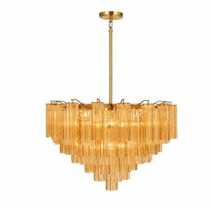 Clearance: Odelle Collection - Ring Chandelier - Amber & Satin Brass - W:81cm
