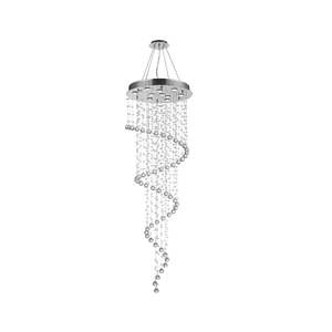 Contemporary Spiral LED Chandelier - W:60cm H:180cm - Chrome