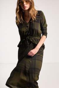 Valentine Dress Forest Green Check
