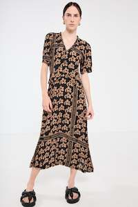 Salasai: Plantation Dress Beige Pop Palm