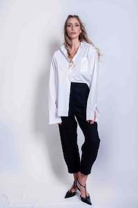 Last Style: Wide Leg Wool Crepe Trousers