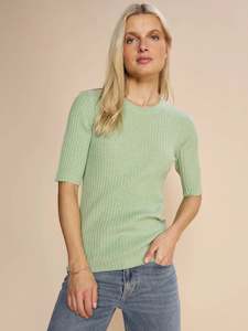 Last Style: Relena Rib SS Crew Neck Knit Green