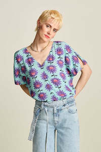 Pom Ss24 25: Top Georgie Flower Acqua