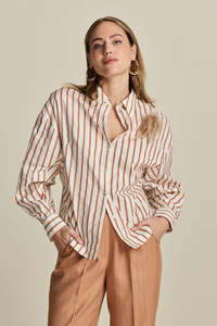 Sale40 2: Blouse Striped Poplin White