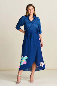 Pom Ss24 25: Ink Blue Skirt Blossom