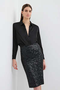 Caravan Co: Sequin Pencil Skirt Black