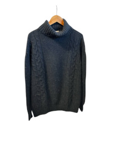 Alpaca Cable Turtle Neck Jumper Slate