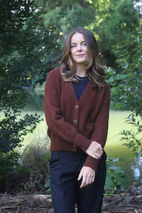 Prime V Neck Cardigan Russet