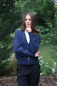 Lothlorian Knitwear: Prime V Neck Cardigan Denim