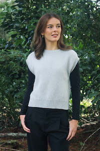 Alpaca Plain Crew Neck Vest Dove