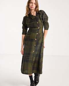 Beloved Button Dress Forest Green Check