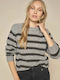 Thora Stripe Crewneck Knit Sharkskin