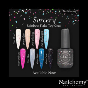 SORCERY - RAINBOW FLAKE - NON-WIPE TOP COAT 15ML