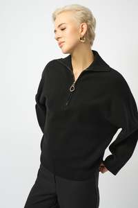 Joseph Ribkoff: Joseph Ribkoff Boxy Knit Pullover With Zip Collar / 253963