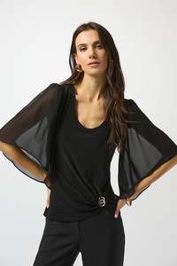 Joseph Ribkoff Silky Knit And Chiffon Top / 253055