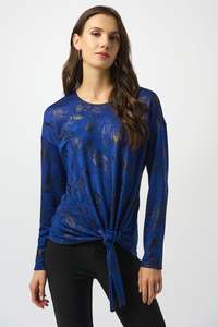 Joseph Ribkoff Melange Knit Print Top / 253120