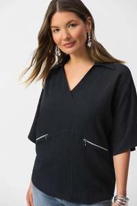 Joseph Ribkoff: Joseph Ribkoff Seersucker Boxy Top / 251165