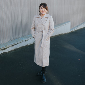 Moke: Moke Kim Trench Coat (Taupe , Navy)