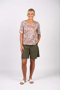 Vassalli Printed V Neck Top / 4454P (2 Colours)