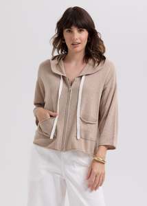 Cardigans: ld + co Linen Hoodie / LC7765