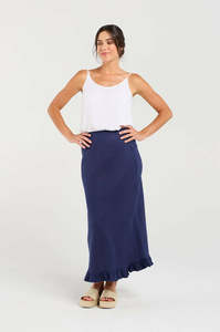 Blackstone Carine Frill Hem Linen Skirt /BSY189