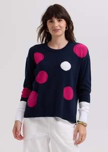 ld + co Spots Intarsia Jumper / LC7770 (2 Colours - Marine & Taupe)