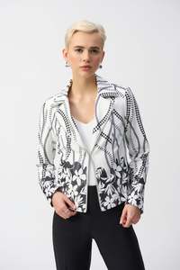 Joseph Ribkoff Faux Suede Floral Print Jacket / 251910