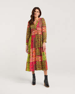 Blackstone Rosie Gathered V-Neck Dress / BWD252-1