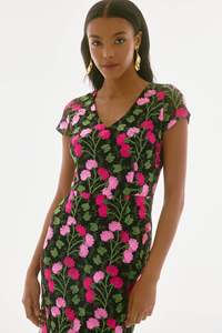 Joseph Ribkoff Floral Embroidered Flounce Dress / 251762