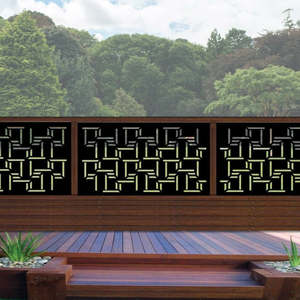 Balustrades Low Deck Fences: Corten Steel Balustrade & Fence Panel - Random Lines