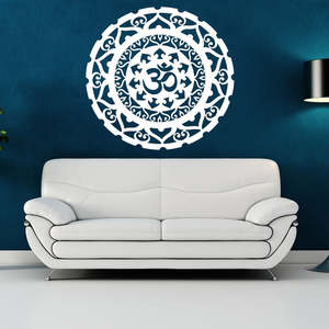 Powder Coated Metal Wall Art: OM Surya Mandala  - Laser Cut Metal Wall Feature