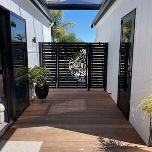 Laser Cut Privacy Screens Fence Panels: Laser Cut Fence Panel - Half NZ Flowers & Leaves with Straight lines