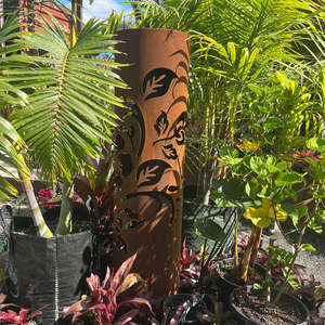 CortenAura Corten Steel Garden Sculpture - Round Hibiscus