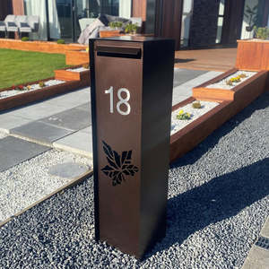 Letterboxes Parcel Drop Boxes: "SONI - Maple" Tower Type Free Standing Letterbox