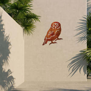 Outdoor Corten Wall Art: Metal Bird - The Ruru