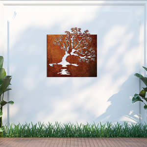 Outdoor Corten Wall Art: Lake Wanaka Tree - Corten Steel Wall art