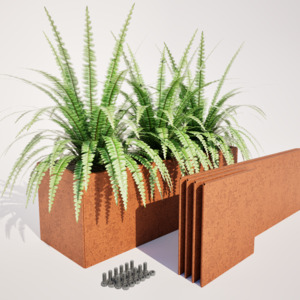 Garden Essentials Kitset Planter Boxes And Garden Edging: Slimline Kitset Corten Steel Planter Boxes – 400 mm High & 400 mm Wide