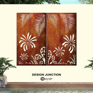 Sale Items: Black Friday Deal - Decorative Privacy Screen Set Of 2 - Koru with Palm