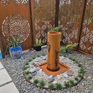 Garden Landscape: Birds Paradise - Garden Water Fountain Corten Steel