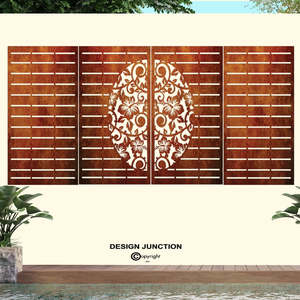 Decorative Laser Cut Fence Panel - Half Hibiscus with Koru & Straight Lines