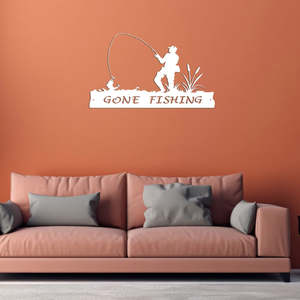 Powder Coated Metal Wall Art: Laser Cut Wall Art - Gone Fishing