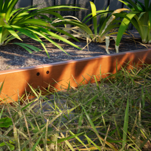 Corten Steel Planter Boxes Raised Garden Beds And Garden Edging: 100 mm TerraEdge Rigid Corten Steel Garden Edging