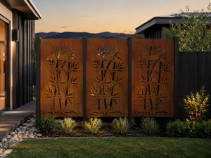 Laser Cut Privacy Screens Fence Panels: Bamboo Stalks- Laser Cut Fence Panel