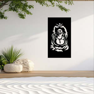Laser Cut Privacy Screens Fence Panels: Laughing Buddha - Laser Cut Fence Panel
