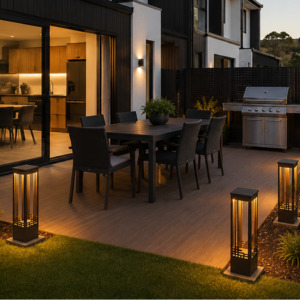 Corten Steel Garden Sculptures Outdoor Metal Art: Modern Mini Pathway Bollards - The Grid