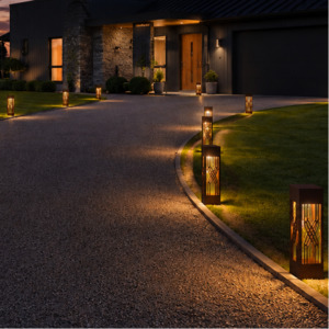 Corten Steel Garden Sculptures Outdoor Metal Art: Modern Mini Pathway Bollards - Matrix