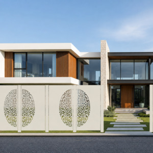 Decorative Laser Cut Fence Panel - Koru & Leaves
