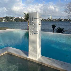 Sale Items: ** Clearance ** Powder Coated Laser Cut Garden Pillar - Lines With Solid Top