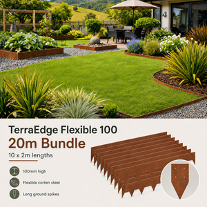 TerraEdge Garden Makeover Pack. 20 Meter Flexible Edging 100mm high